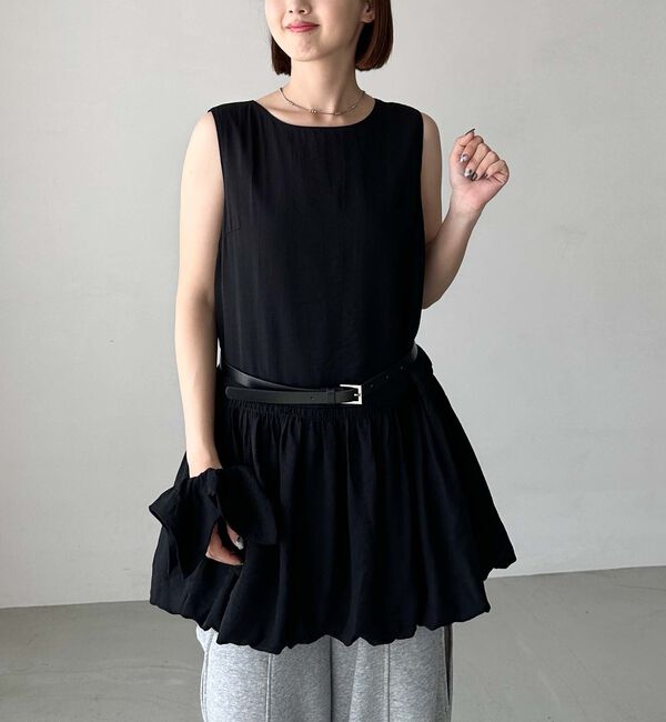 archives「ベルトシュシュ付バルーンノースリミニワンピース」|チュニック|