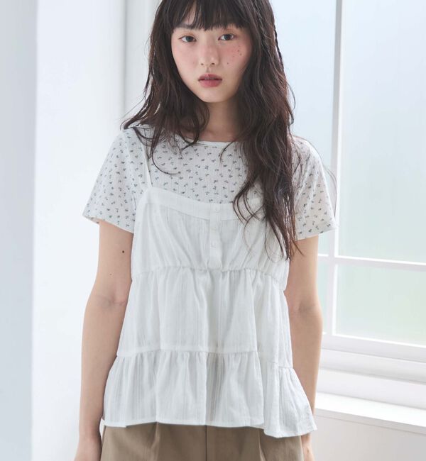 archives「花柄針抜きカットＴＯＰＳ&times;からみ刺繍フレアキャミＳＥＴ」|カーディガン|OFF WHITE