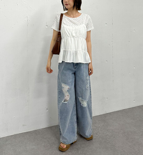 archives「花柄針抜きカットＴＯＰＳ&times;からみ刺繍フレアキャミＳＥＴ」|カーディガン|