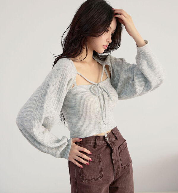 archives「ケーブルニットボレロアンサンブル」|カーディガン|