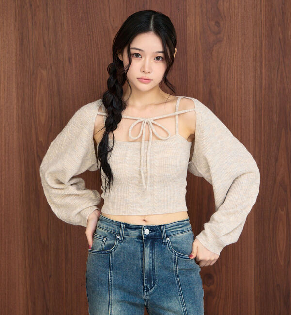 archives「ケーブルニットボレロアンサンブル」|カーディガン|