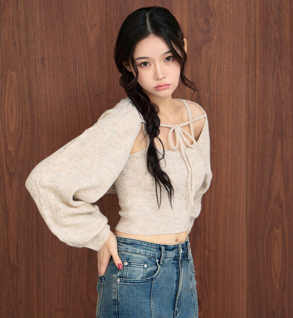 archives「ケーブルニットボレロアンサンブル」|カーディガン|