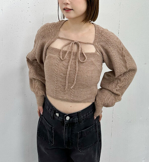 archives「ケーブルニットボレロアンサンブル」|カーディガン|