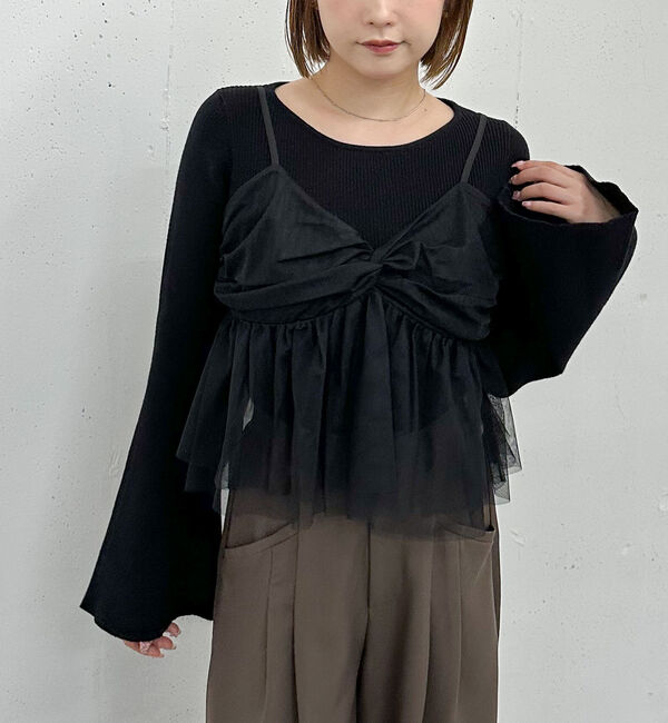 archives「チュールビスチェ&times;フレアリブニットＰＯＳＥＴ」|カーディガン|