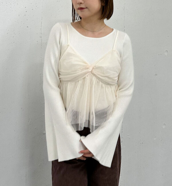 archives「チュールビスチェ&times;フレアリブニットＰＯＳＥＴ」|カーディガン|