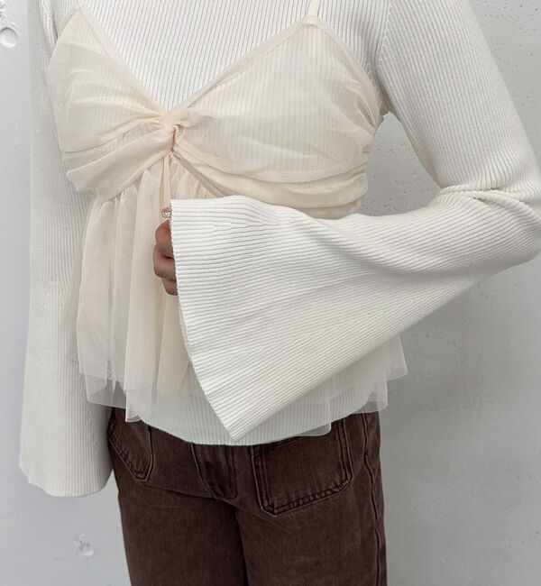 archives「チュールビスチェ&times;フレアリブニットＰＯＳＥＴ」|カーディガン|