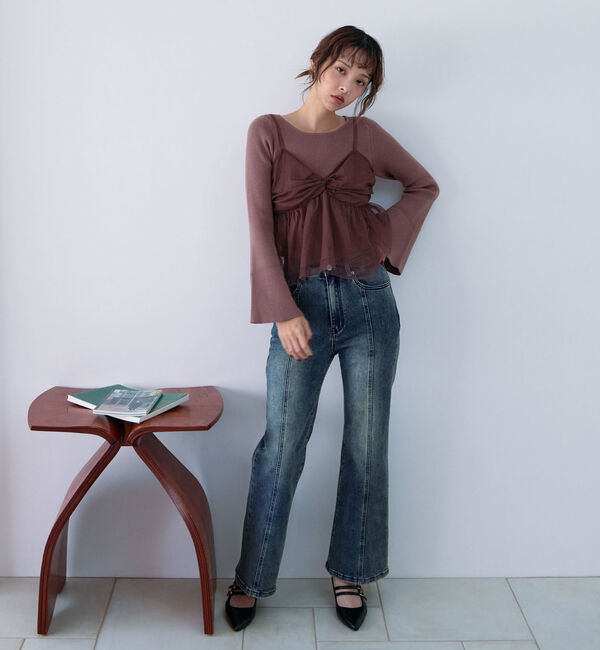 archives「チュールビスチェ&times;フレアリブニットＰＯＳＥＴ」|カーディガン|