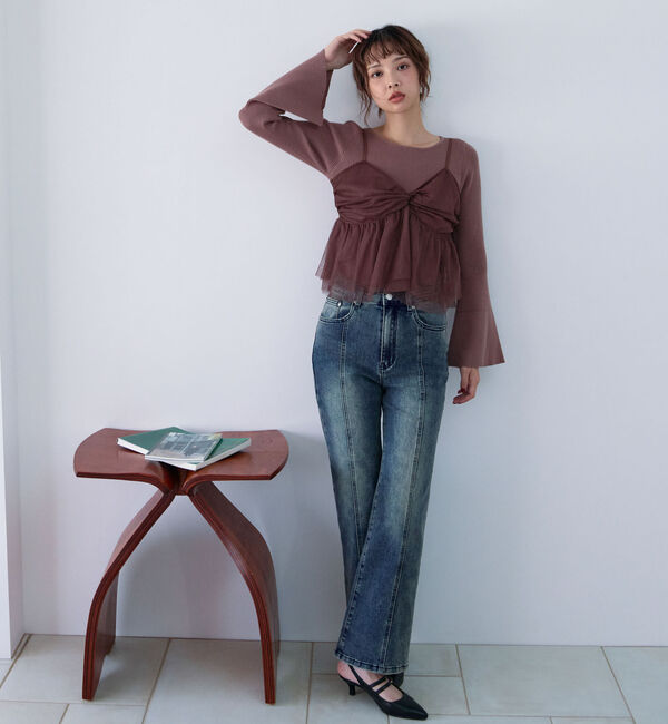 archives「チュールビスチェ&times;フレアリブニットＰＯＳＥＴ」|カーディガン|