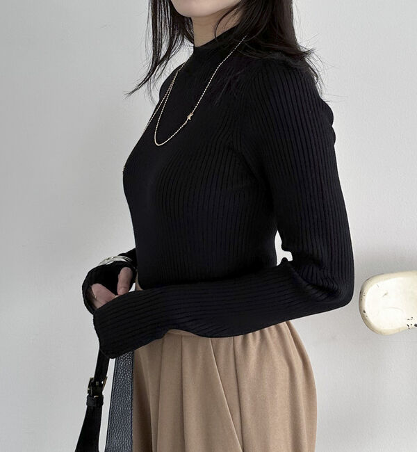 Doux archives「マシンウォッシャブルハイネックリブニット」|ニット・セーター|