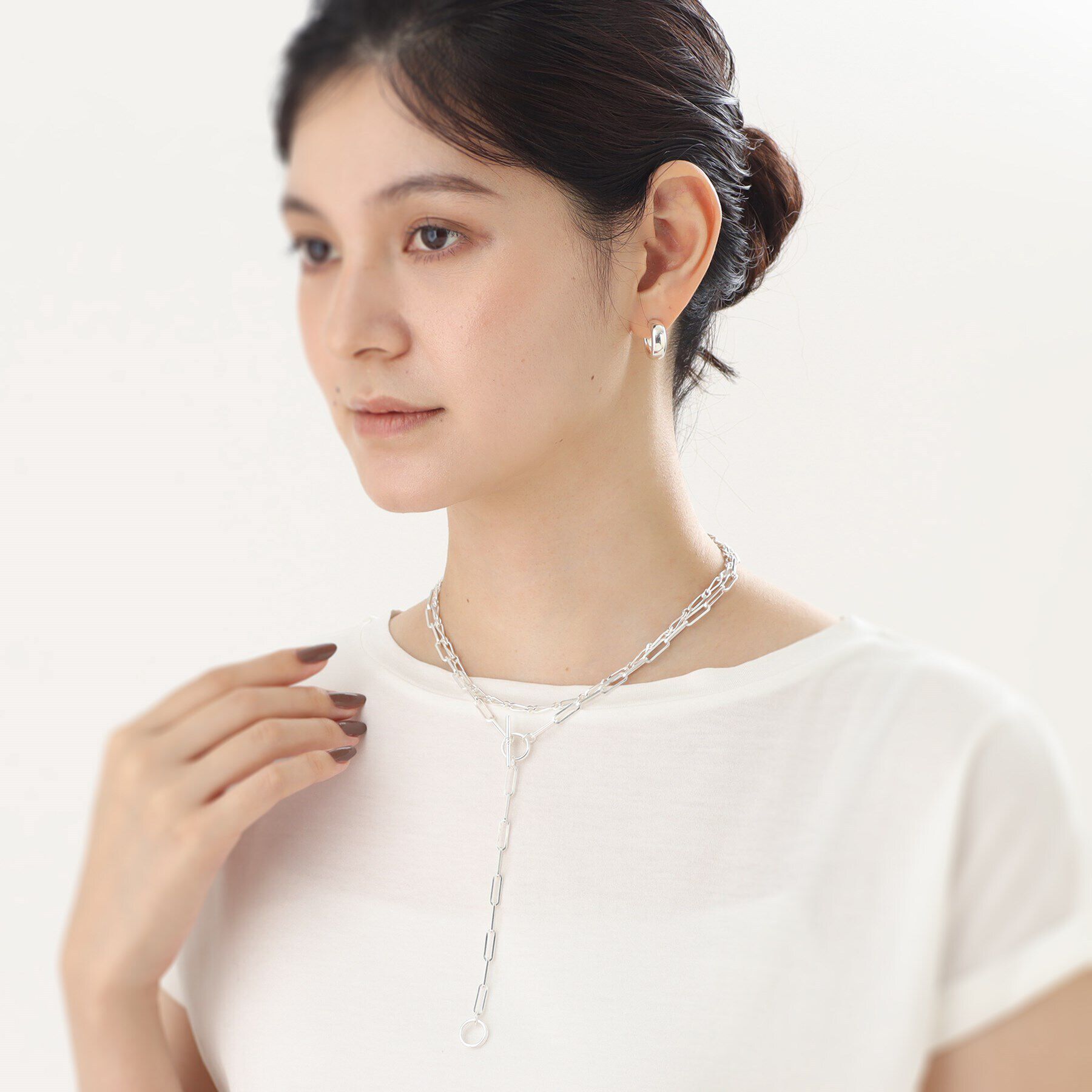 COCOSHNIK ONKITSCH「シルバー リンクチェーン 2WAYマンテルネックレス」|ネックレス|