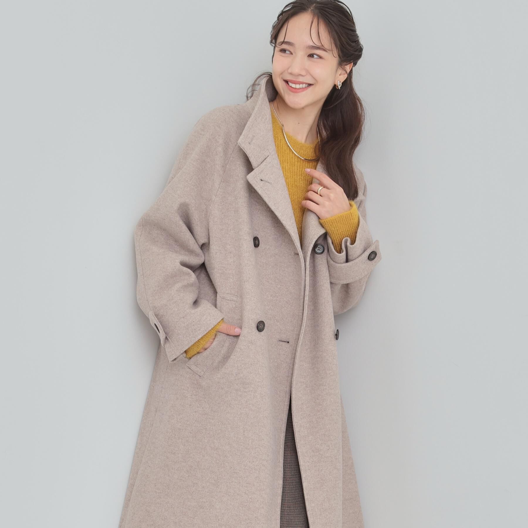 SHOO･LA･RUE「【S-LL】大人のきれいめスタイルに ウール調スタンドロングコート」|その他|