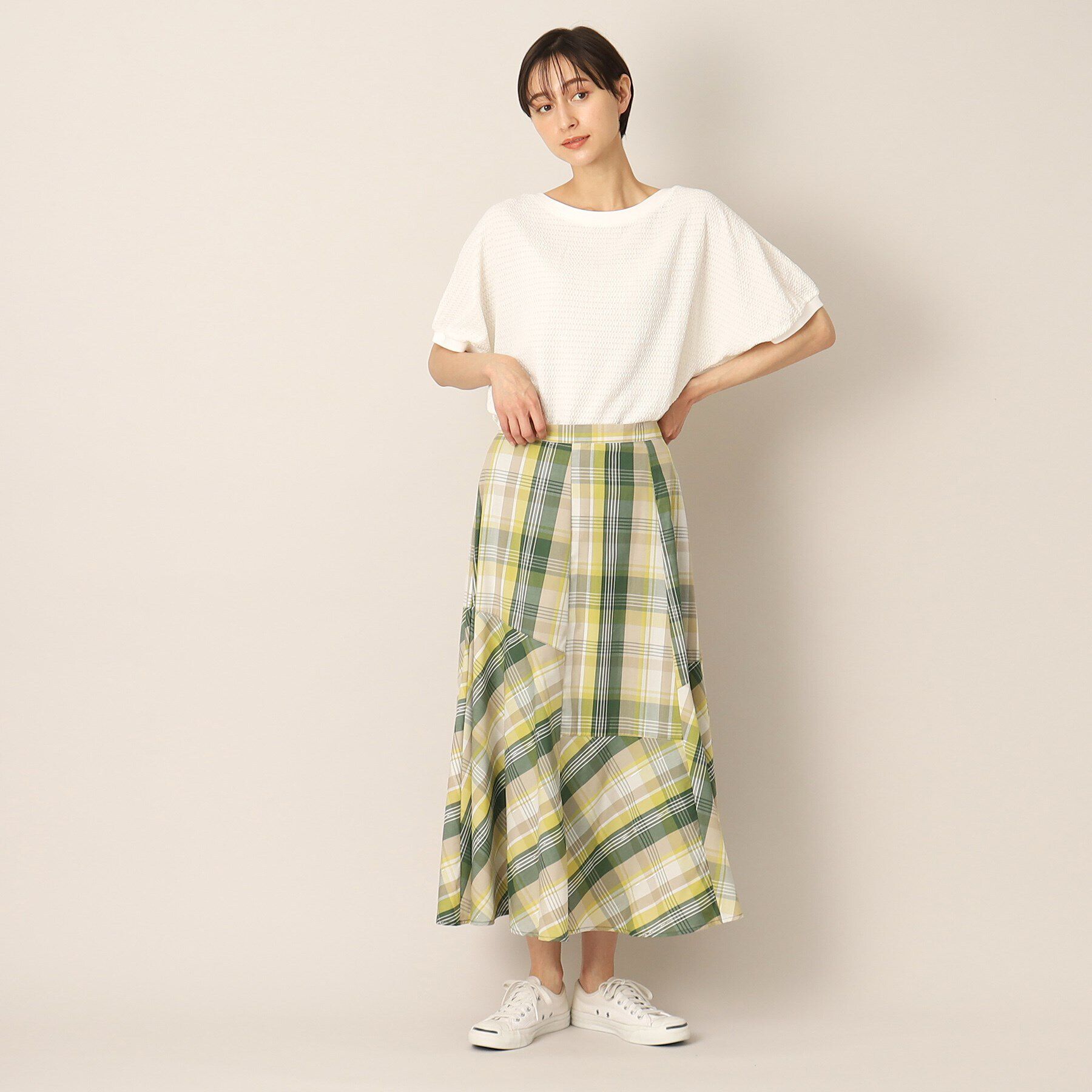 Dessin「【洗える】ラメチェック切替マーメイドスカート」|スカート|