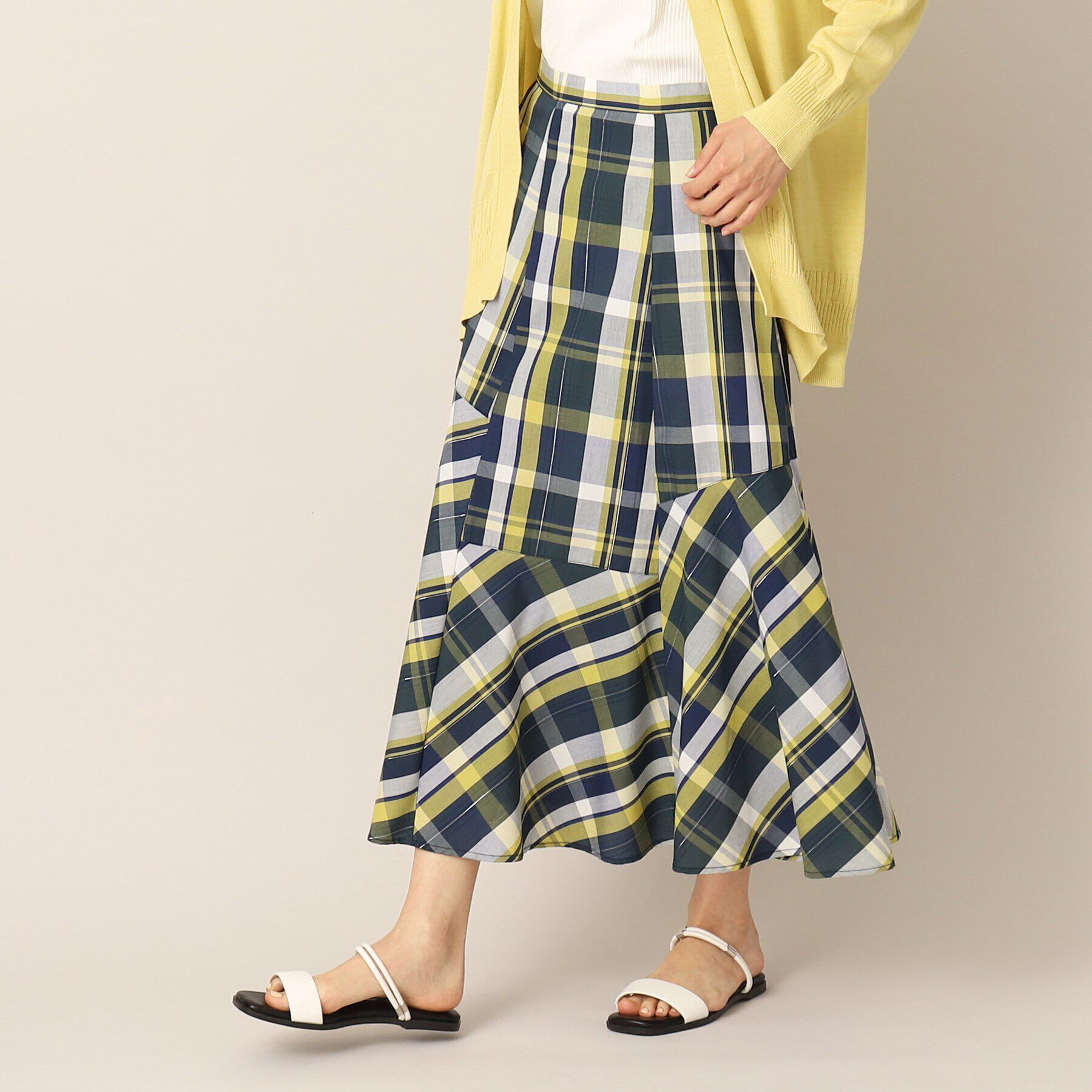 Dessin「【洗える】ラメチェック切替マーメイドスカート」|スカート|