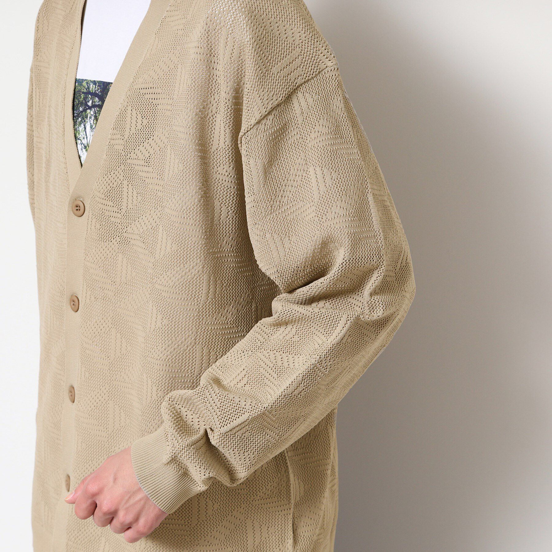 Dessin「【UV・洗える】透け柄ニットカーディガン」|カーディガン|