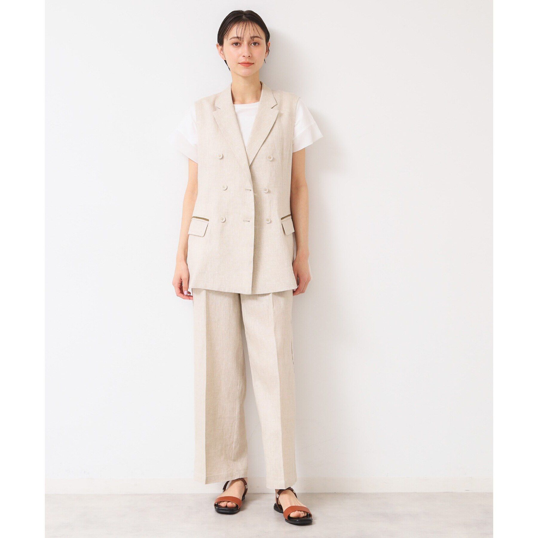 Dessin「【セットアップ可能・洗える】タック入り麻マリンパンツ」|その他|