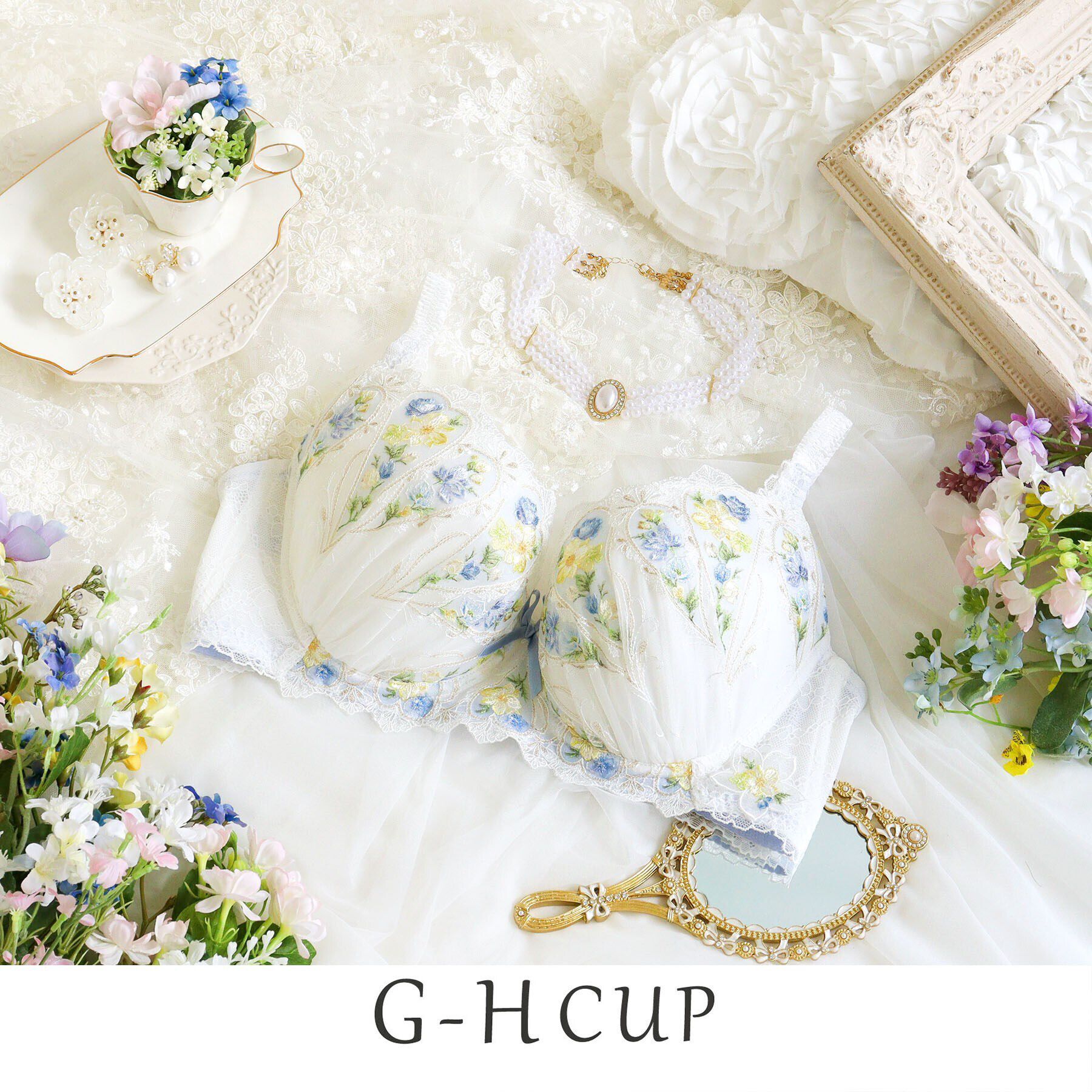 Risa Magli「フロリタ ブラジャー＜D Make Type＞（G-H）」|インナー|ホワイト(001)