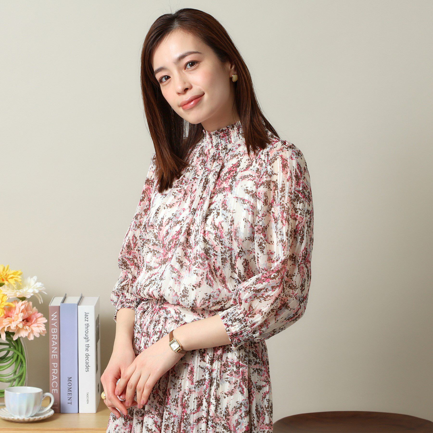 ITS&rsquo;DEMO「【手洗い可／セットアップ可】ラメストライプ7分袖ブラウス」|シャツ・ブラウス|