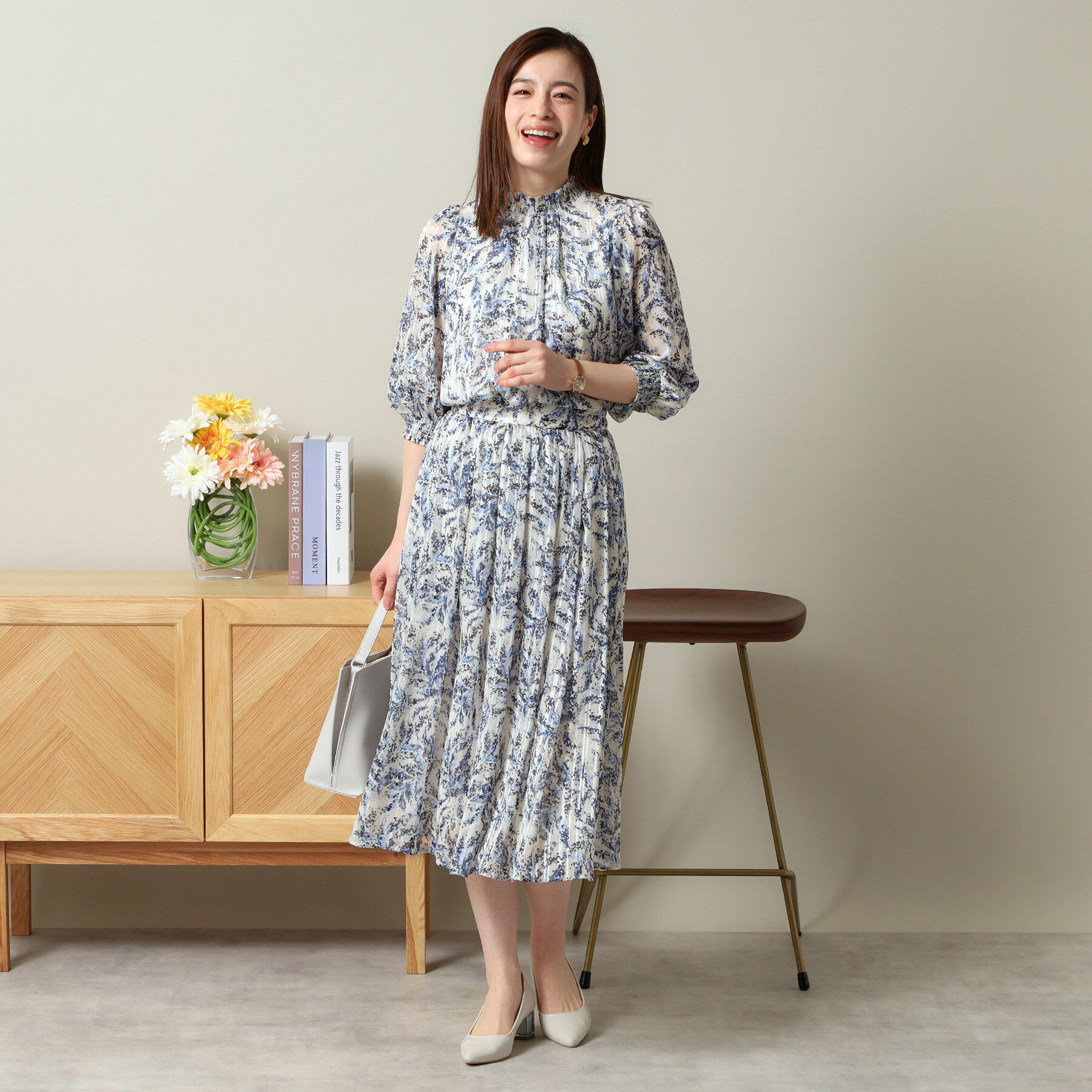 ITS&rsquo;DEMO「【手洗い可／セットアップ可】ラメストライプ7分袖ブラウス」|シャツ・ブラウス|