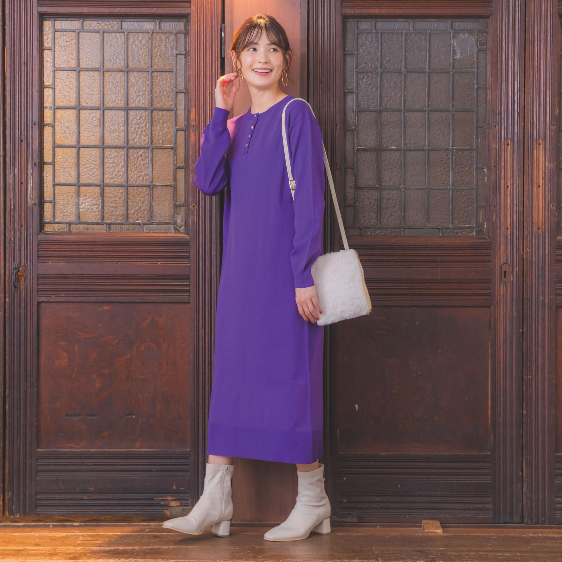 ITS&rsquo;DEMO「【縮みに強い／洗濯機OK】ヘンリーネックニットワンピース」|ワンピース|