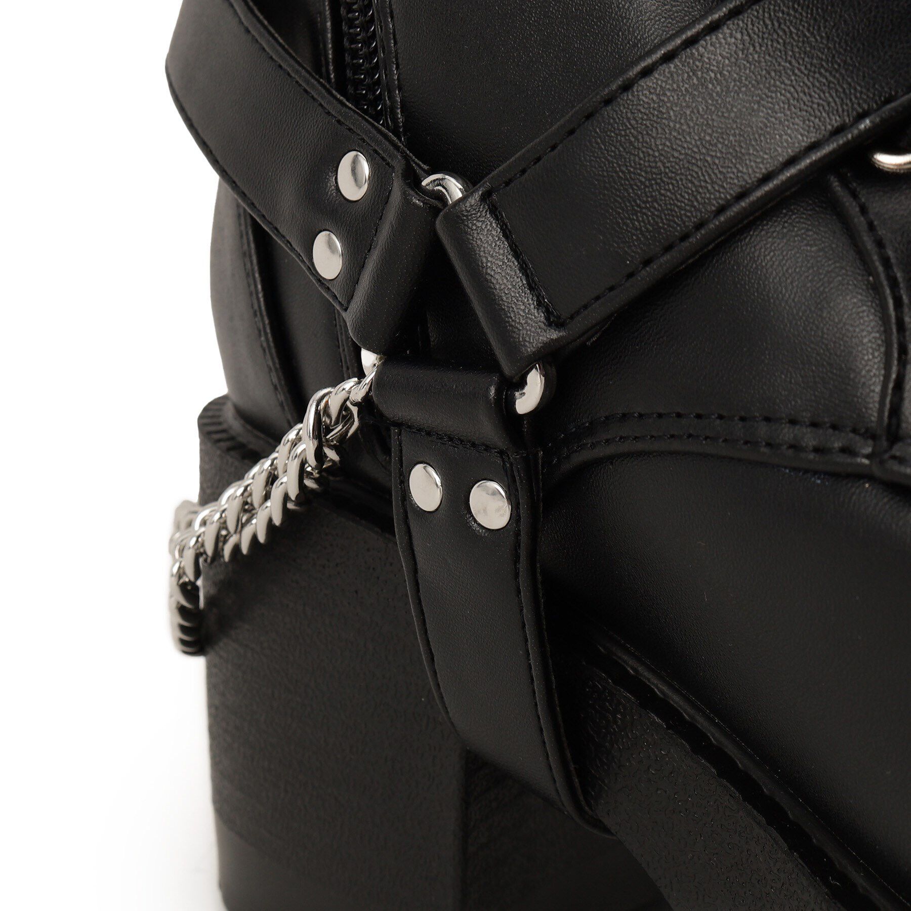 csT&P「厚底チェーンベルト付き2WAYレースアップブーツ」|ショートブーツ|