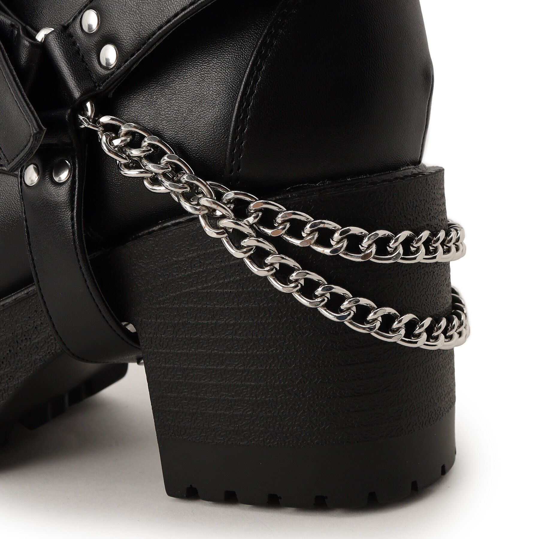 csT&P「厚底チェーンベルト付き2WAYレースアップブーツ」|ショートブーツ|