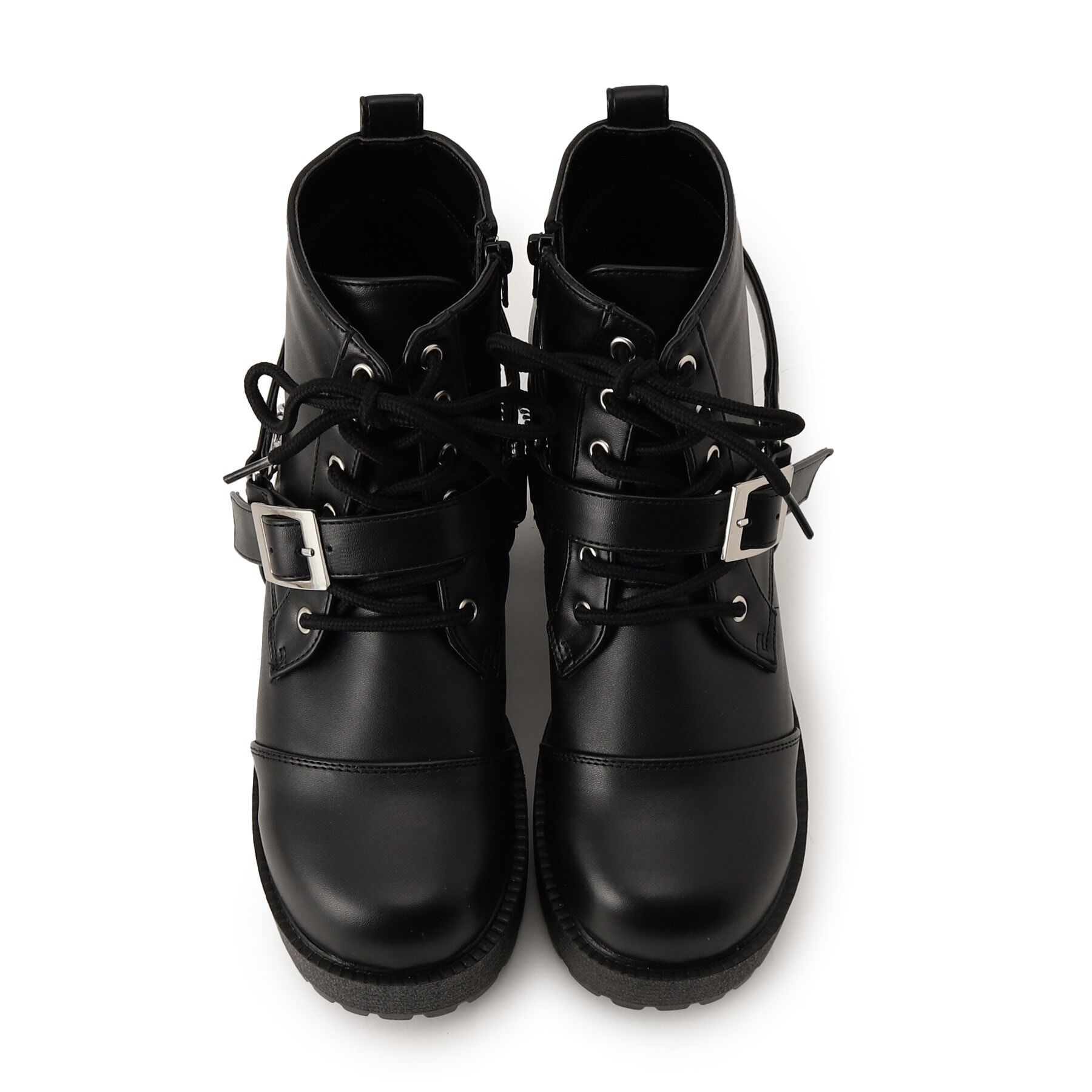 csT&P「厚底チェーンベルト付き2WAYレースアップブーツ」|ショートブーツ|