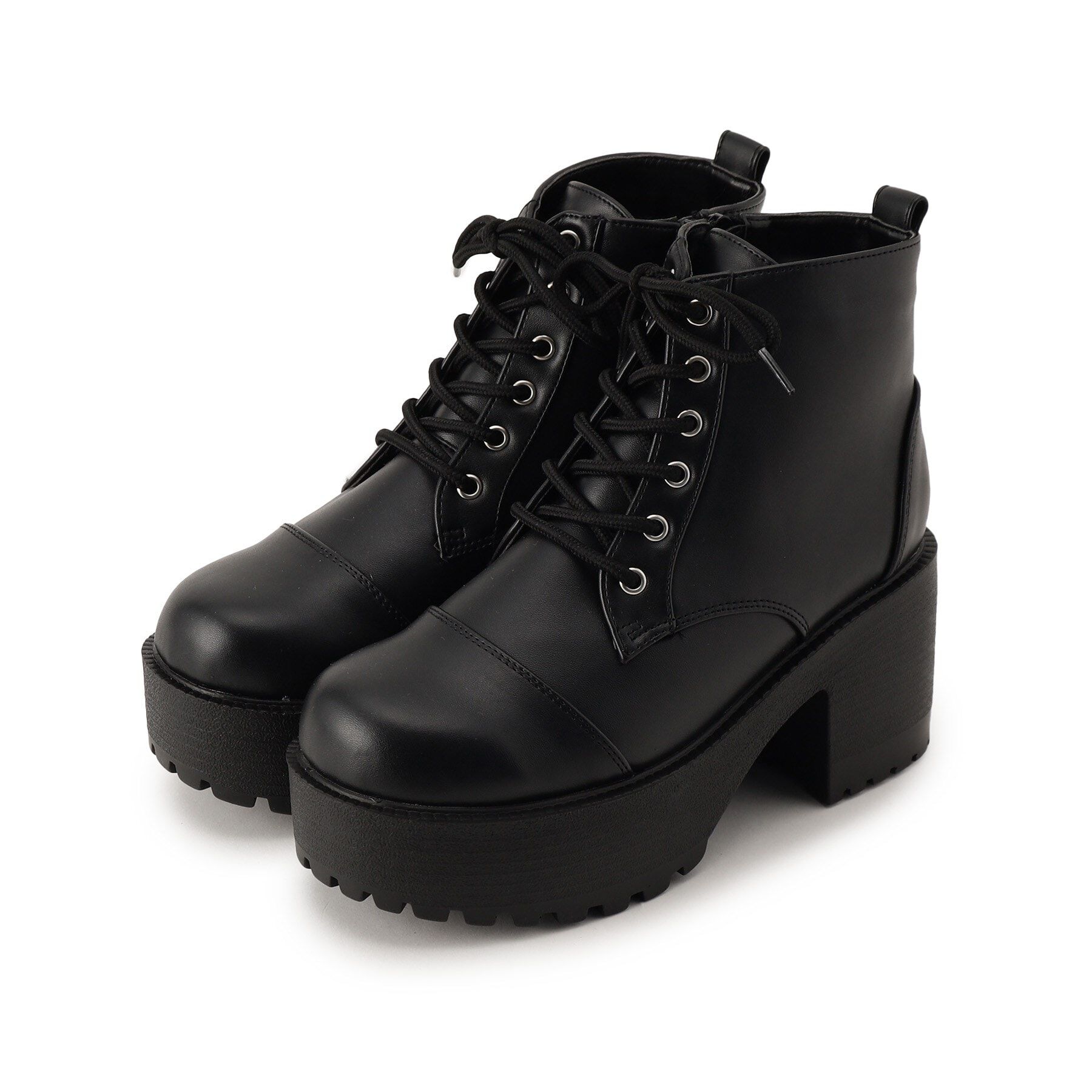 csT&P「厚底チェーンベルト付き2WAYレースアップブーツ」|ショートブーツ|