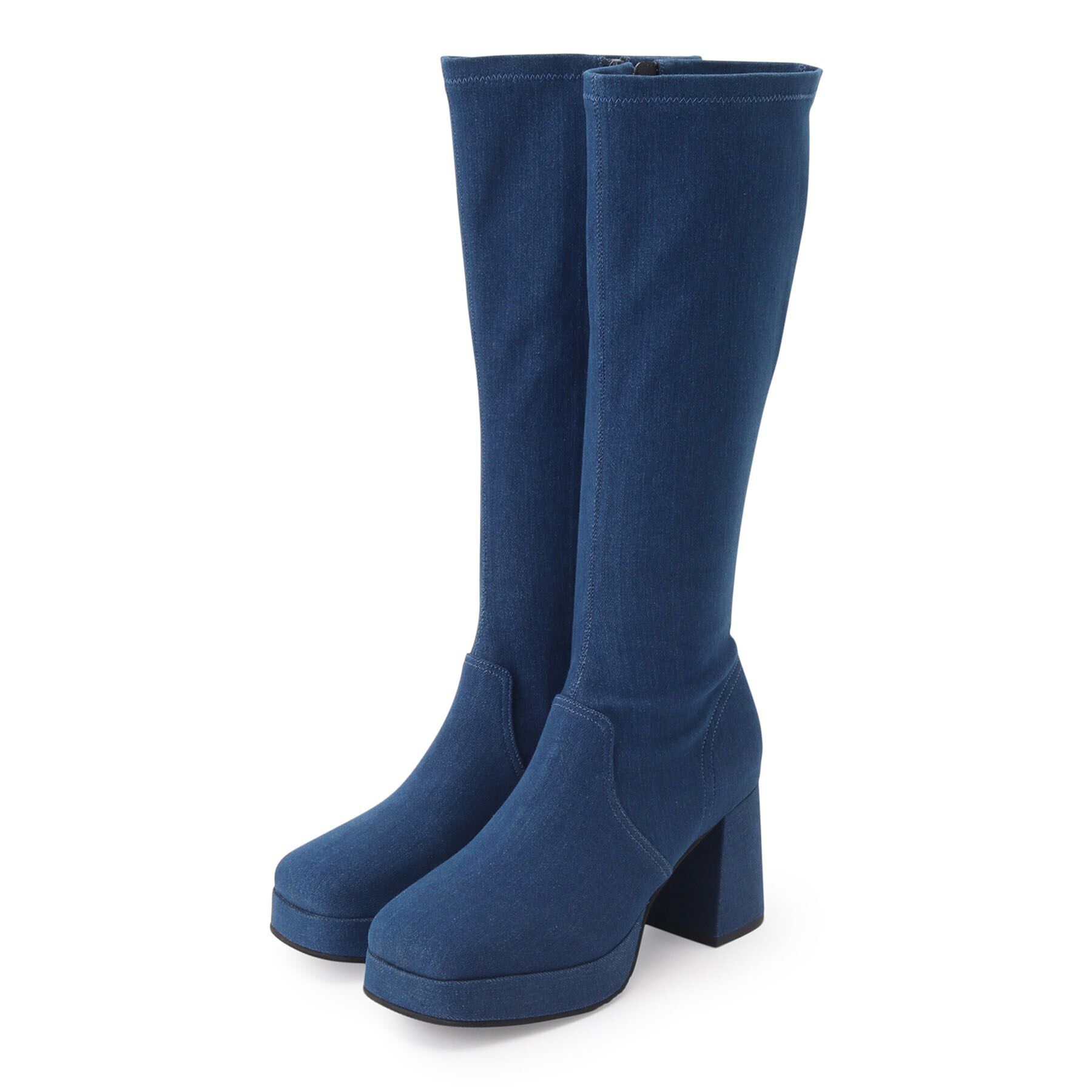 ESPERANZA「スクエアトゥ厚底ロングブーツ」|ショートブーツ|デニム(393)