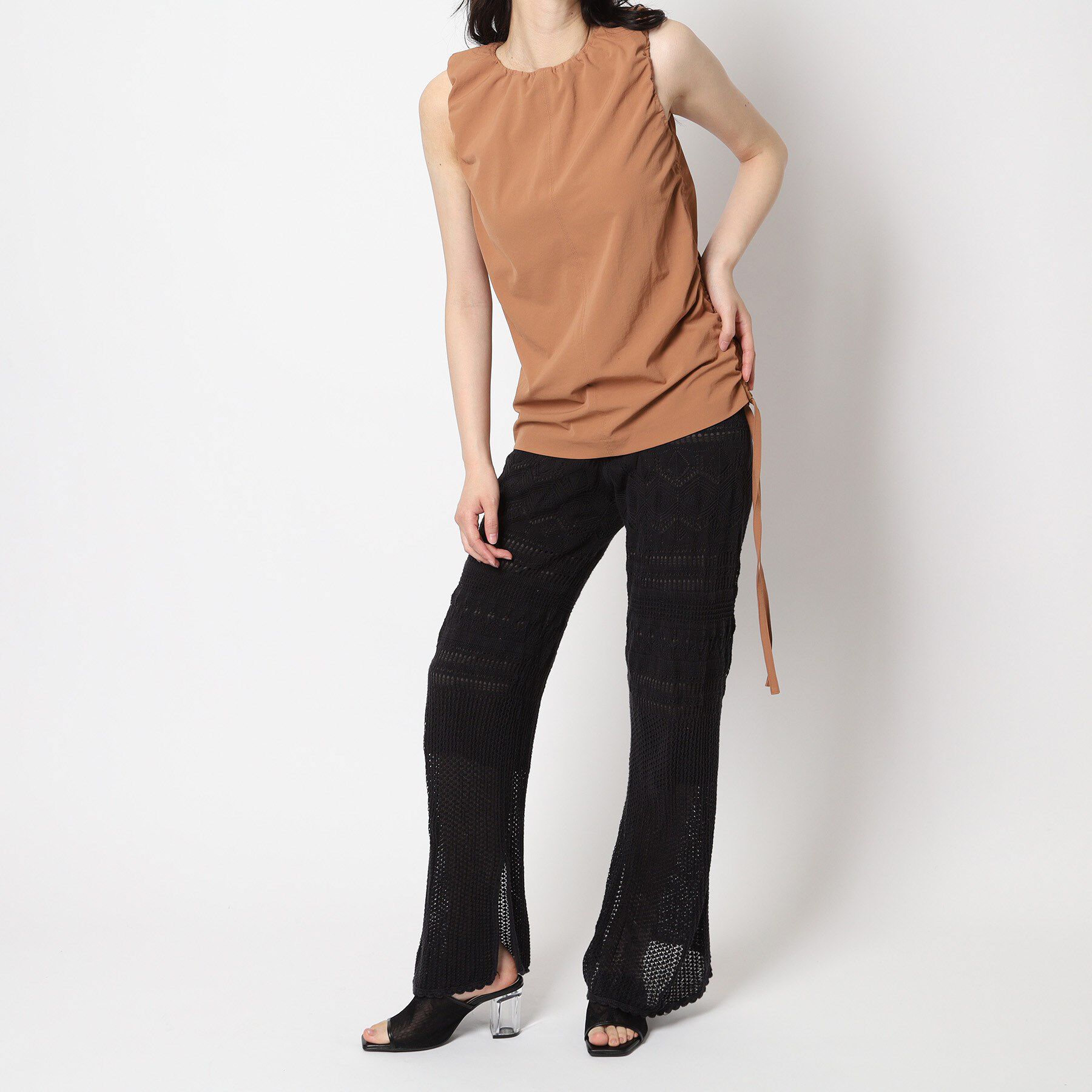 ESPERANZA「チュールメッシュクリアヒールミュール」|サンダル|