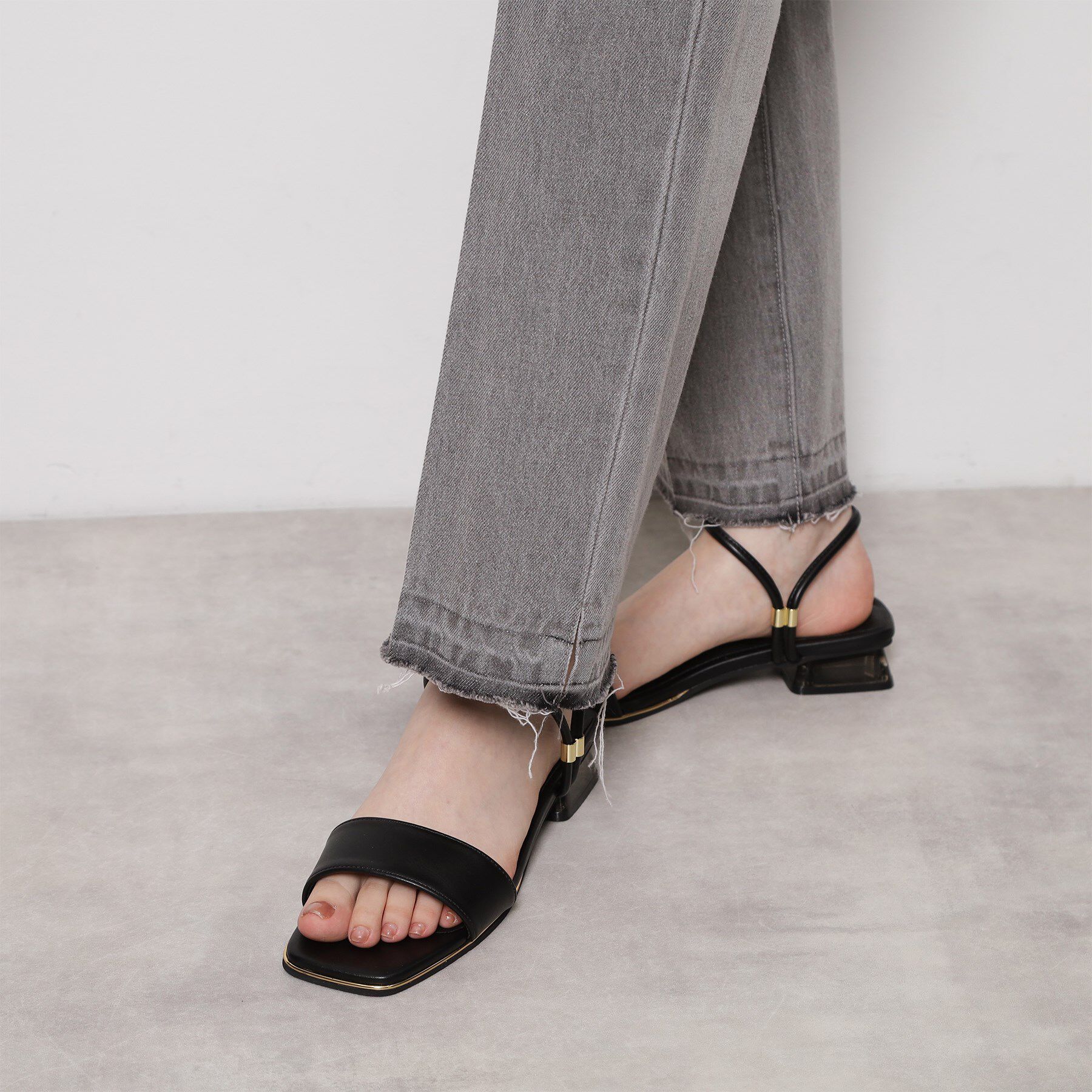 ESPERANZA「スクエアトゥクリアローヒールサンダル」|サンダル|