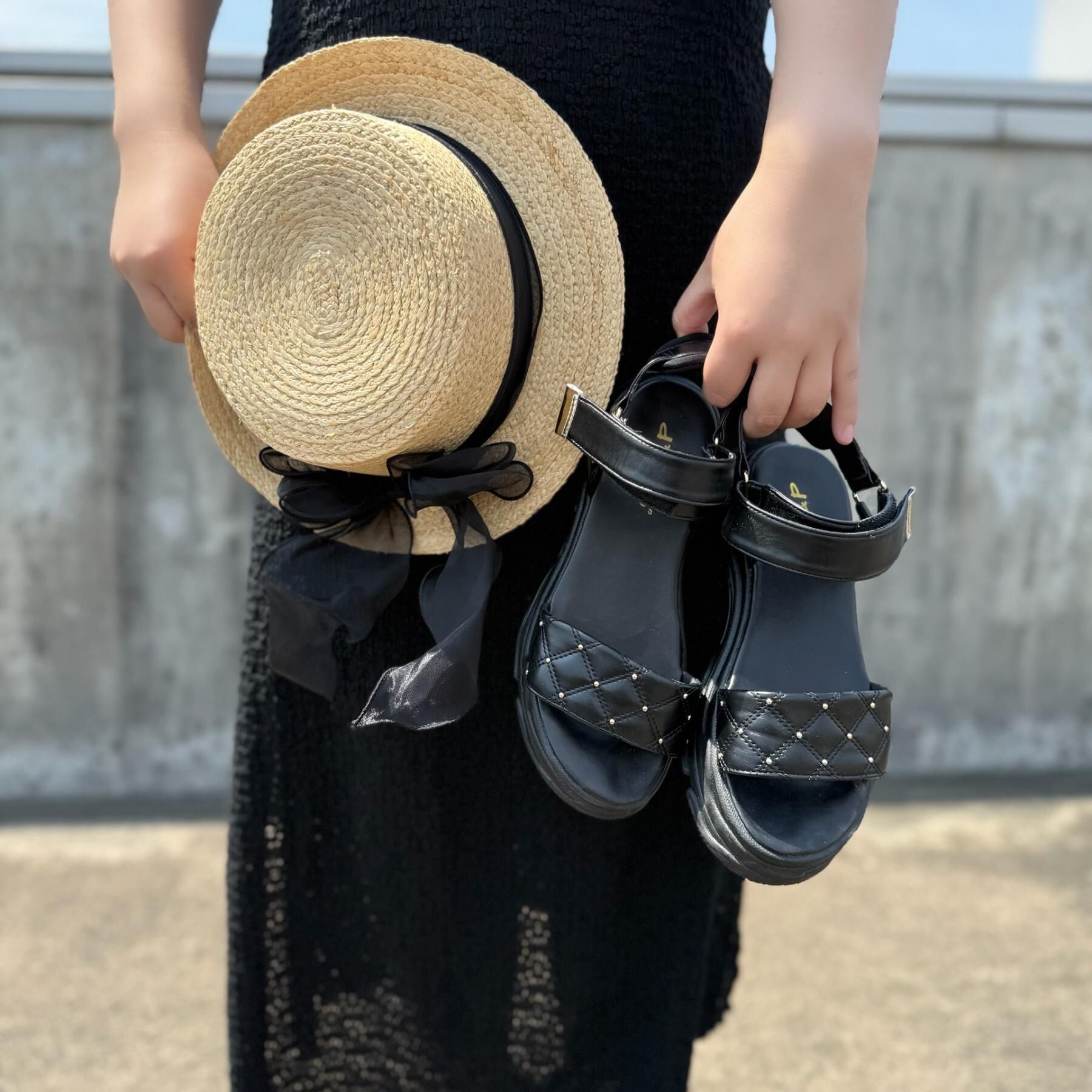 Grandedge「カンカン帽オーガンジーリボン」|ハット|