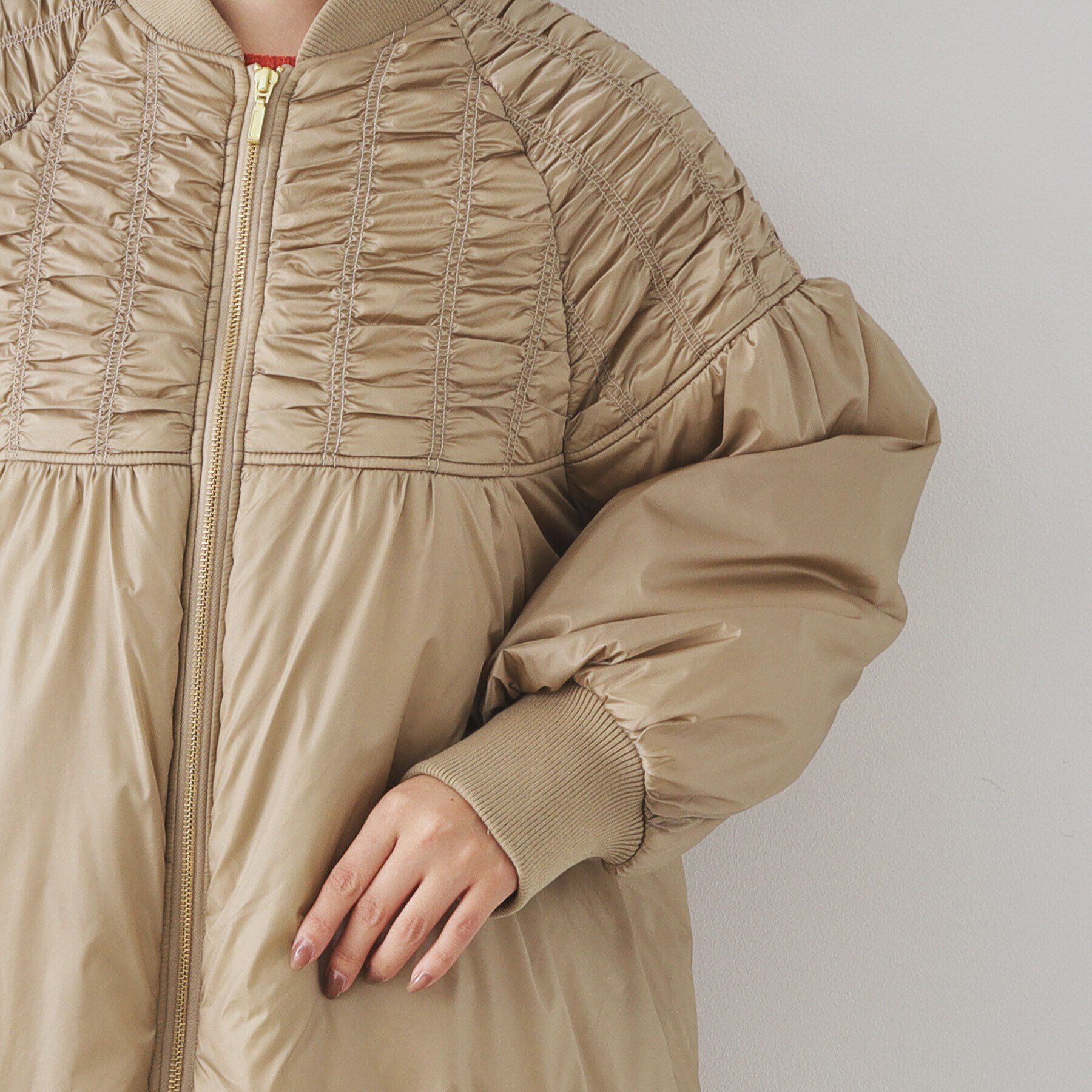 SunaUna「【裾バルーン／袖口リブ】中綿コート」|ブルゾン・スタジャン|