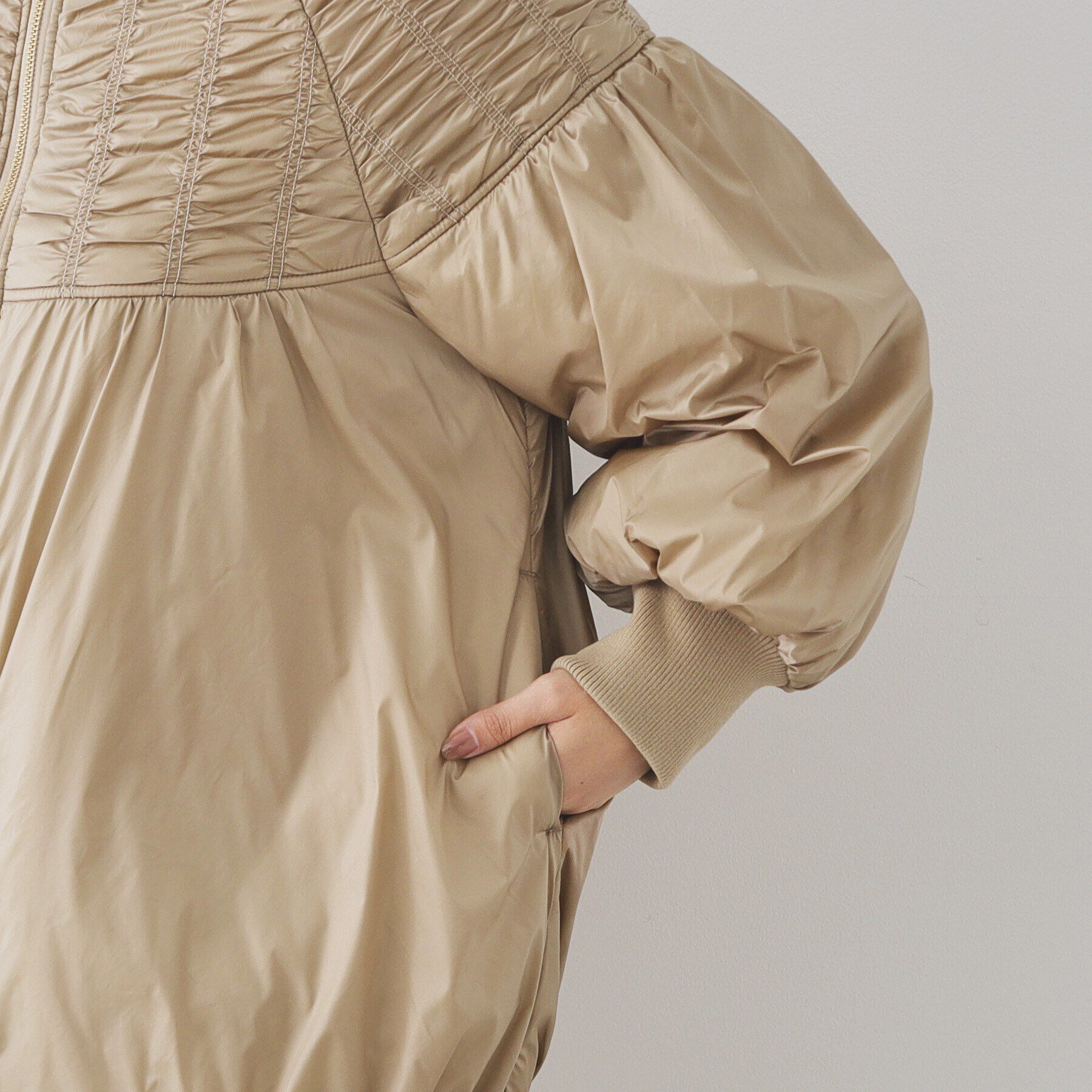 SunaUna「【裾バルーン／袖口リブ】中綿コート」|ブルゾン・スタジャン|