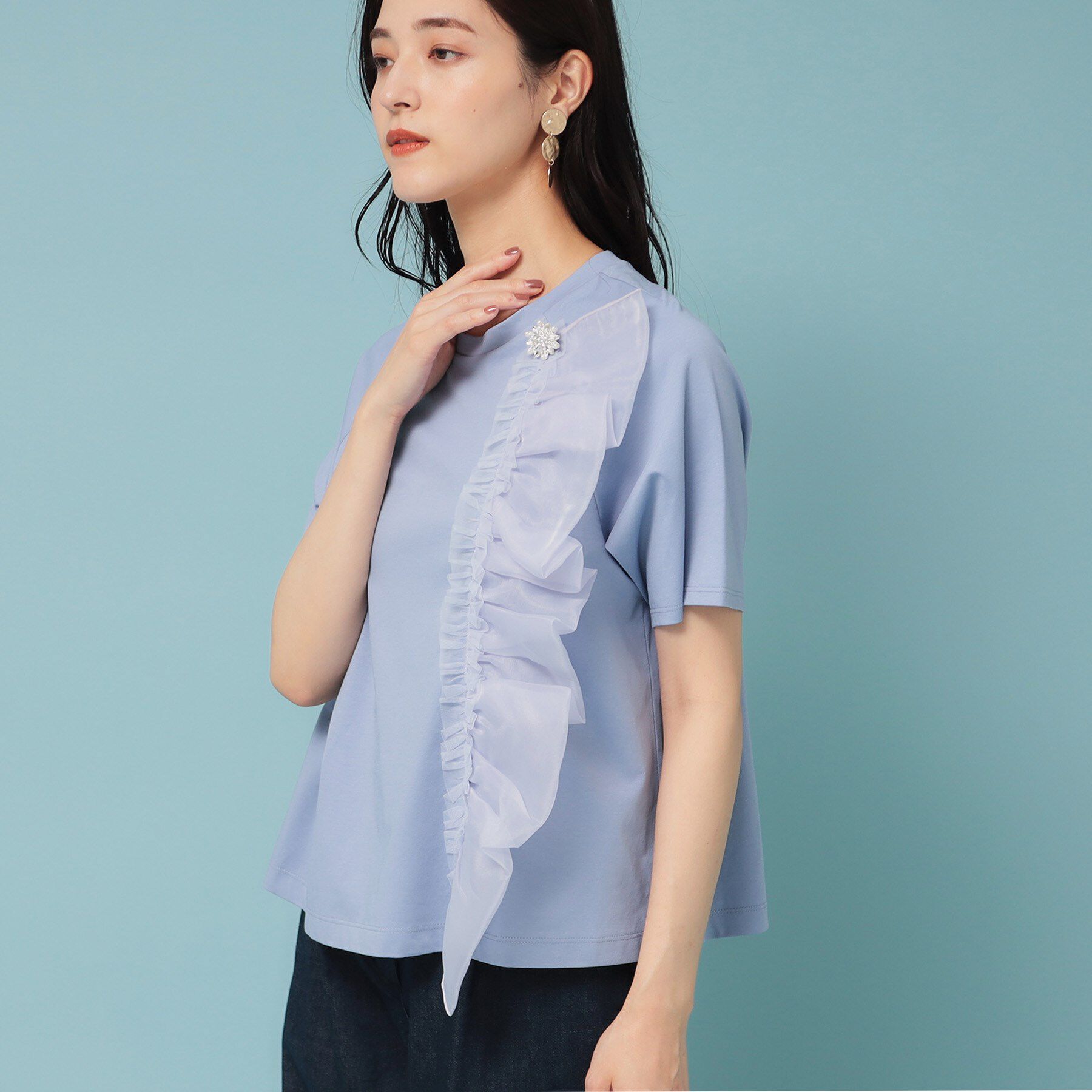 SunaUna「【オーガンジーラッフル】大人フェミニンTシャツ」|Tシャツ・カットソー|