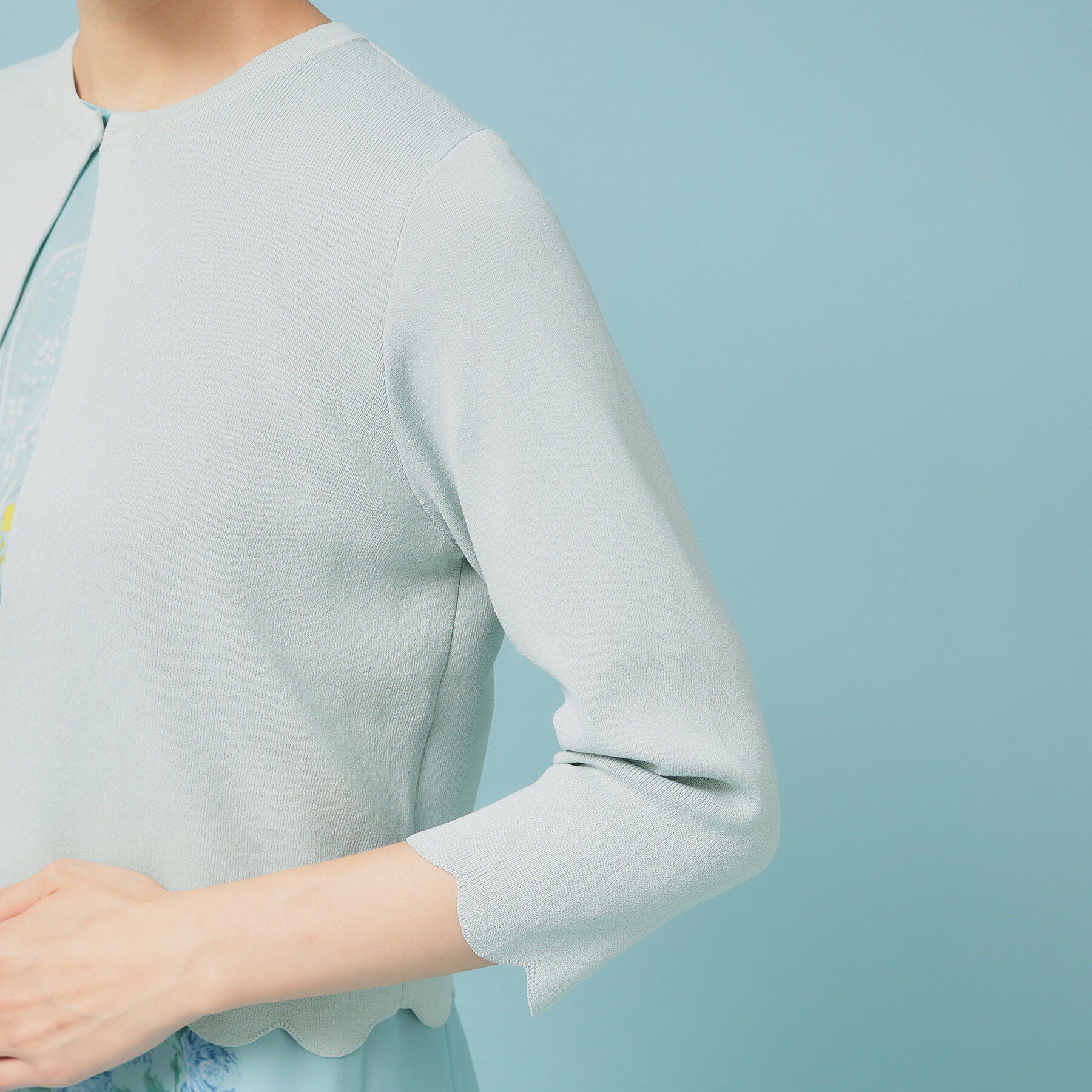 SunaUna「【人気シリーズ/4色展開】スカラップ7分袖ボレロ」|カーディガン|