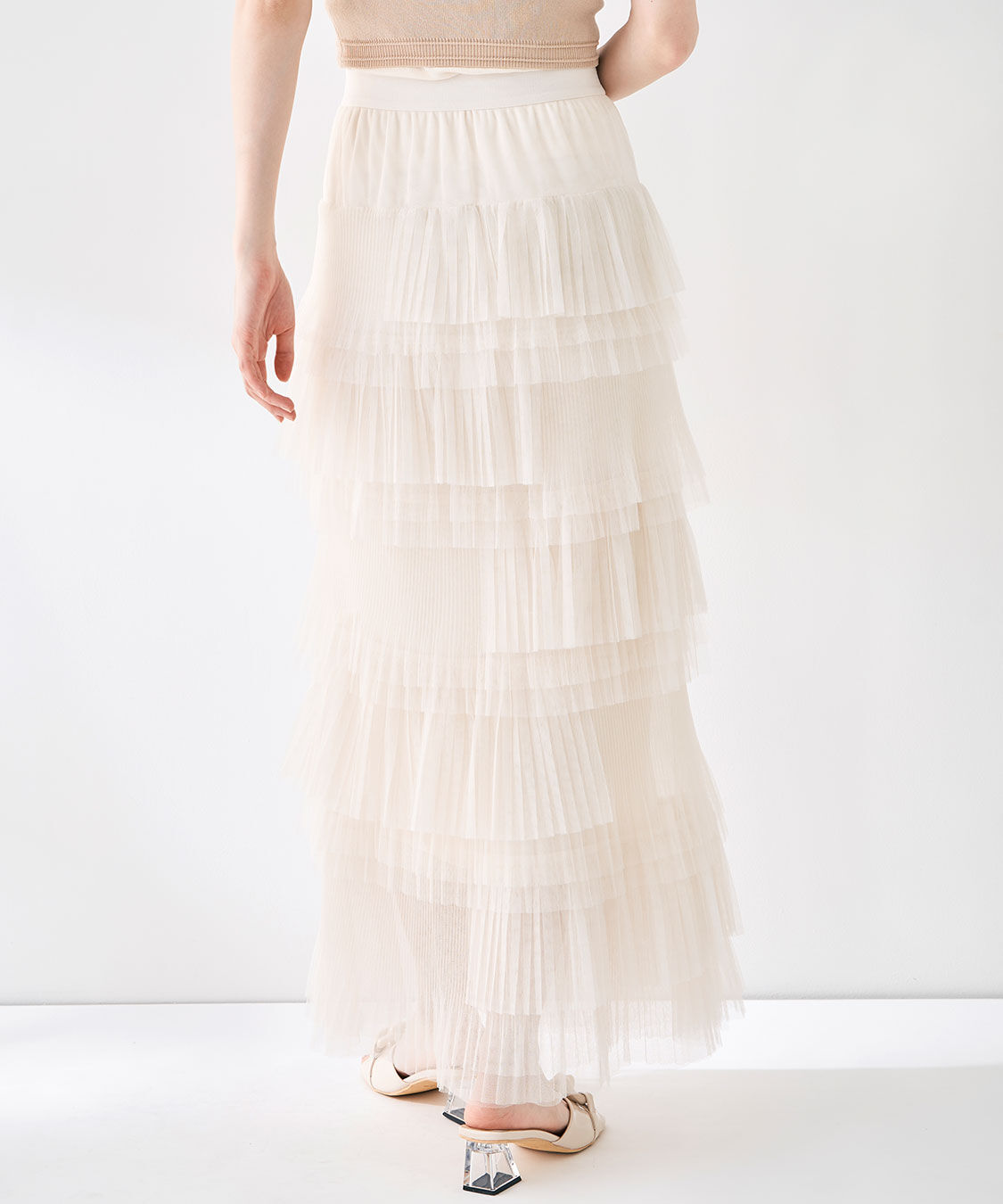 COCO DEAL「アシメプリーツティアードチュールスカート」|スカート|