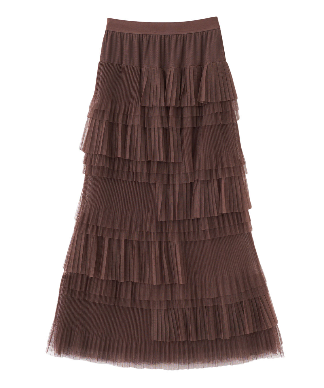 COCO DEAL「アシメプリーツティアードチュールスカート」|スカート|ブラウン