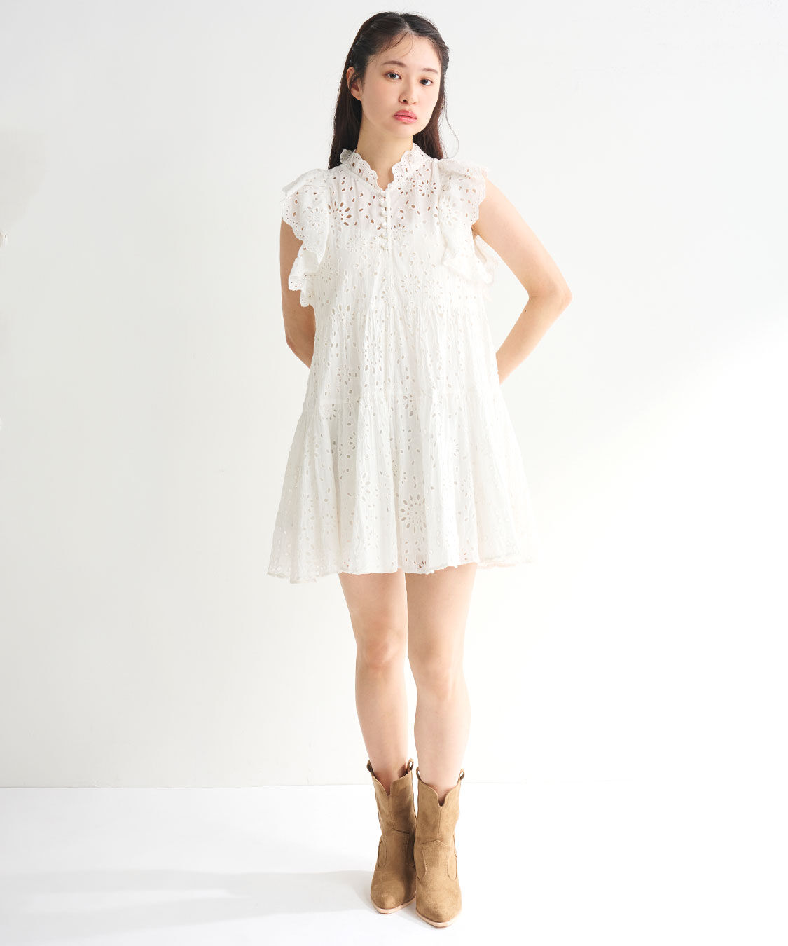 COCO DEAL「エンブロイダリーティアードミニワンピース」|ワンピース|