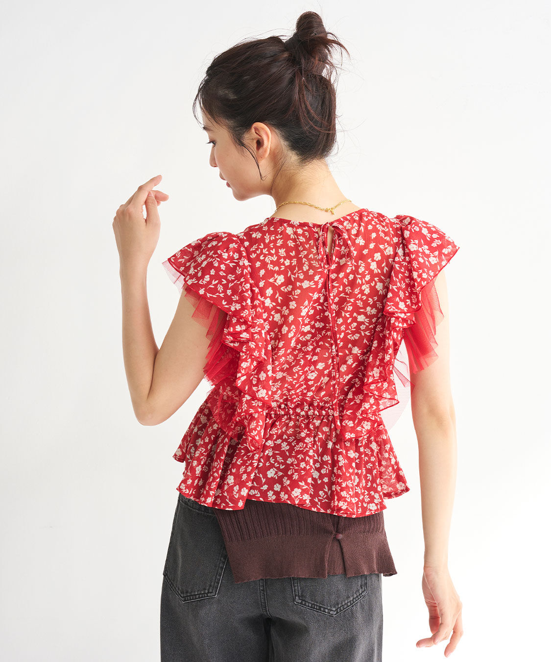 COCO DEAL「ラッフルフラワーギャザーブラウス」|シャツ・ブラウス|