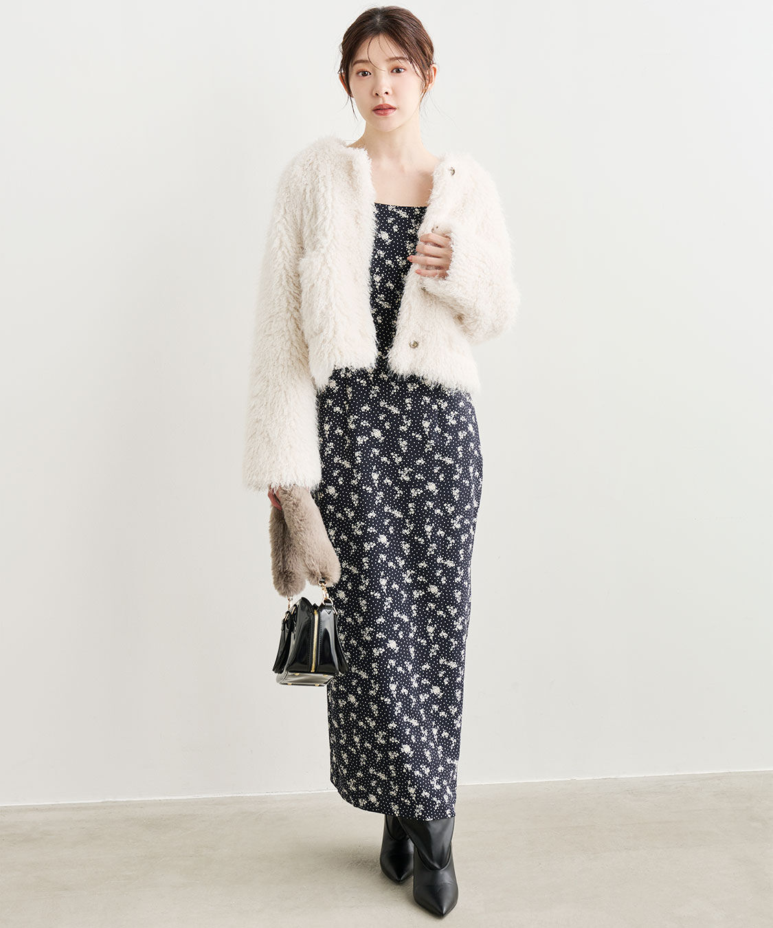 COCO DEAL「カーリーファージャケット」|ノーカラージャケット|