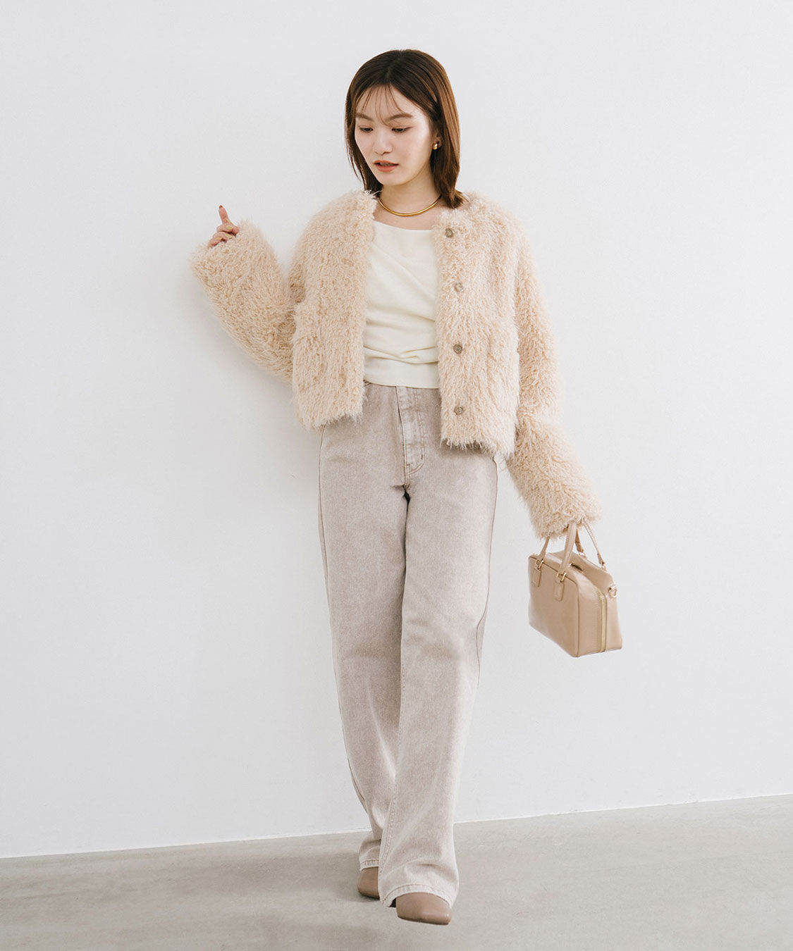 COCO DEAL「カーリーファージャケット」|ノーカラージャケット|