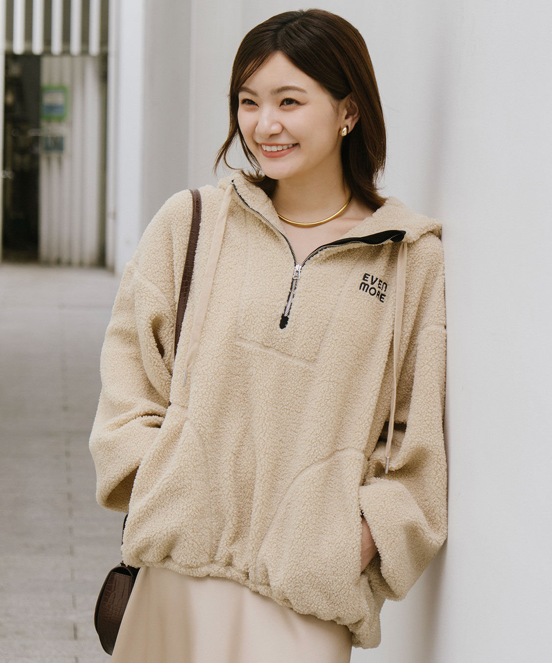 COCO DEAL「ボアフーディアノラック」|Tシャツ・カットソー|ベージュ