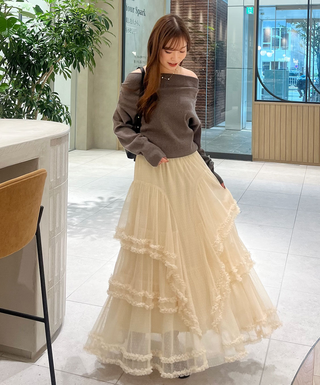 COCO DEAL「ドットチュールティアードフレアスカート」|スカート|