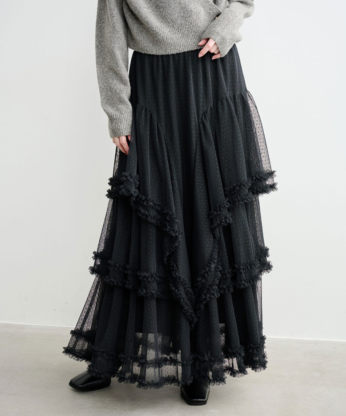 COCO DEAL「ドットチュールティアードフレアスカート」|スカート|