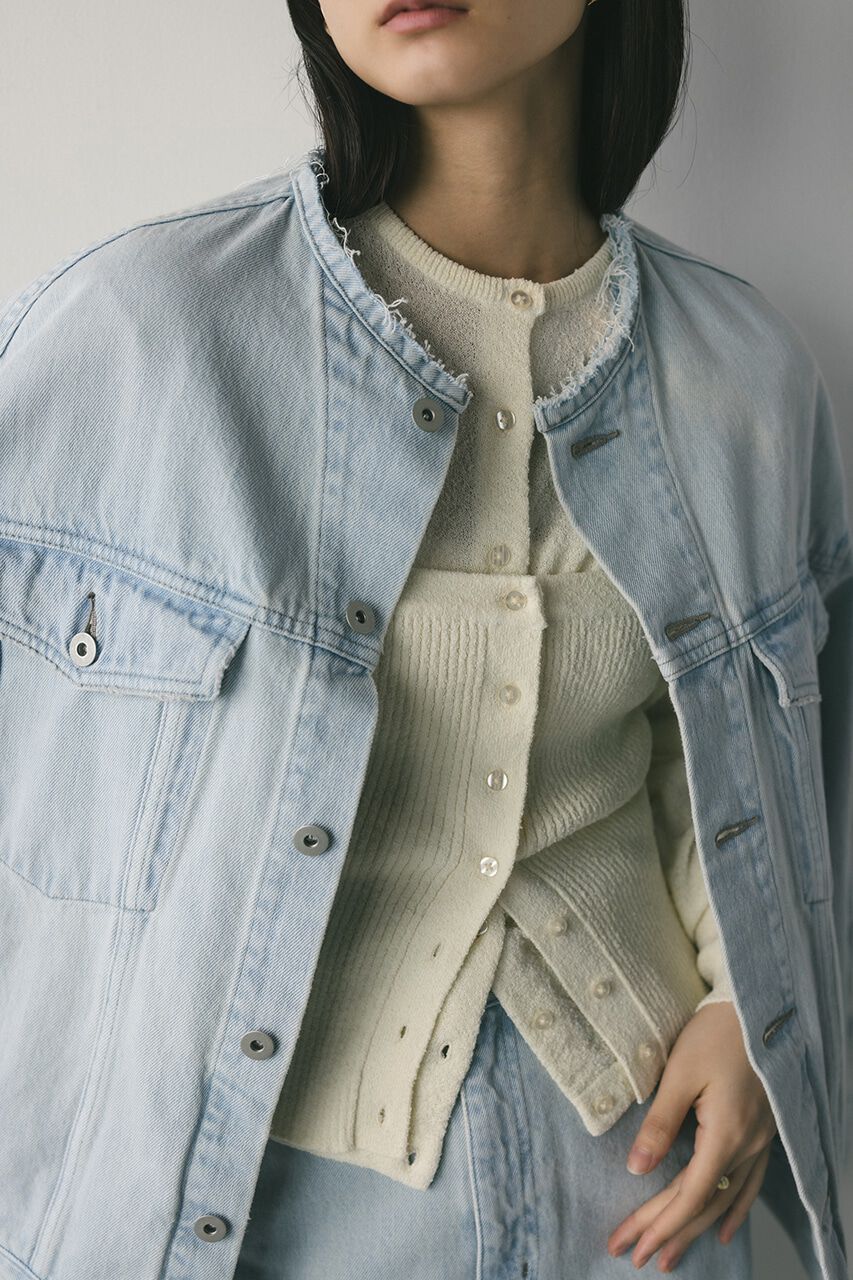 STYLEMIXER「ノーカラーデニムジャケット」|デニムジャケット|