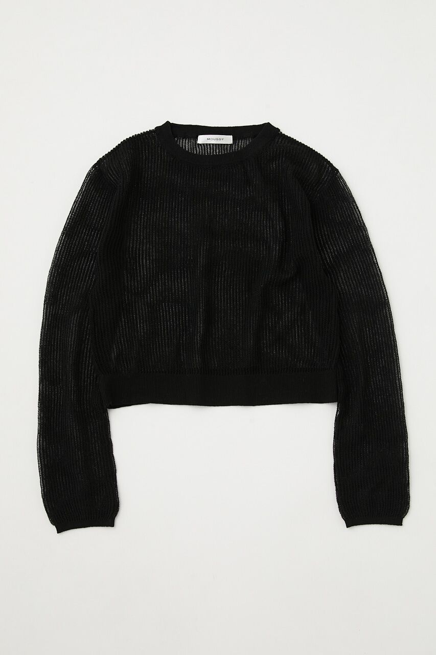 MOUSSY「MESH KNIT トップス」|ニット・セーター|BLK