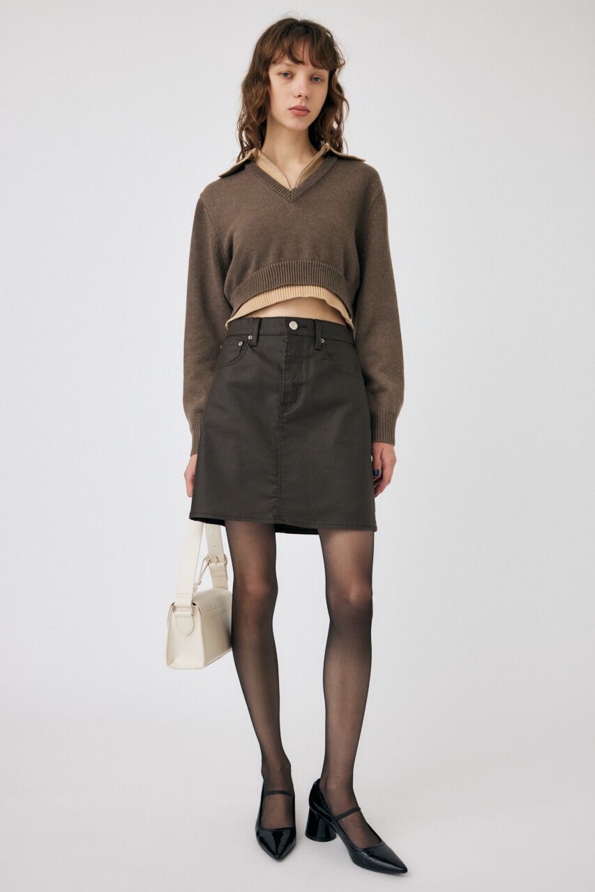 MOUSSY「LAYERED HALF ZIP セーター」|ニット・セーター|BRN