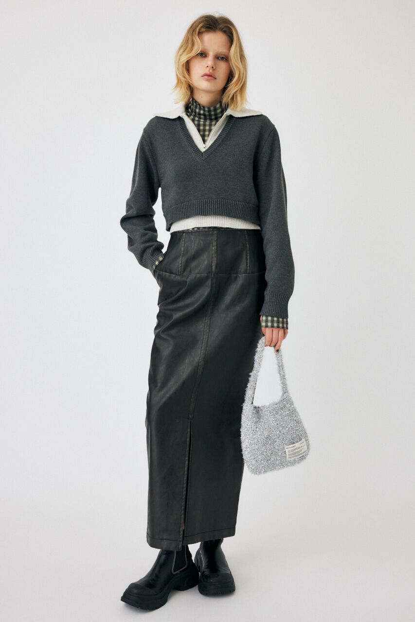 MOUSSY「LAYERED HALF ZIP セーター」|ニット・セーター|T.GRY