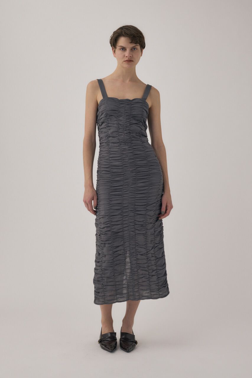 MOUSSY「オーガニックコットンボイル素材使用ギャザーキャミドレス」|ワンピース|