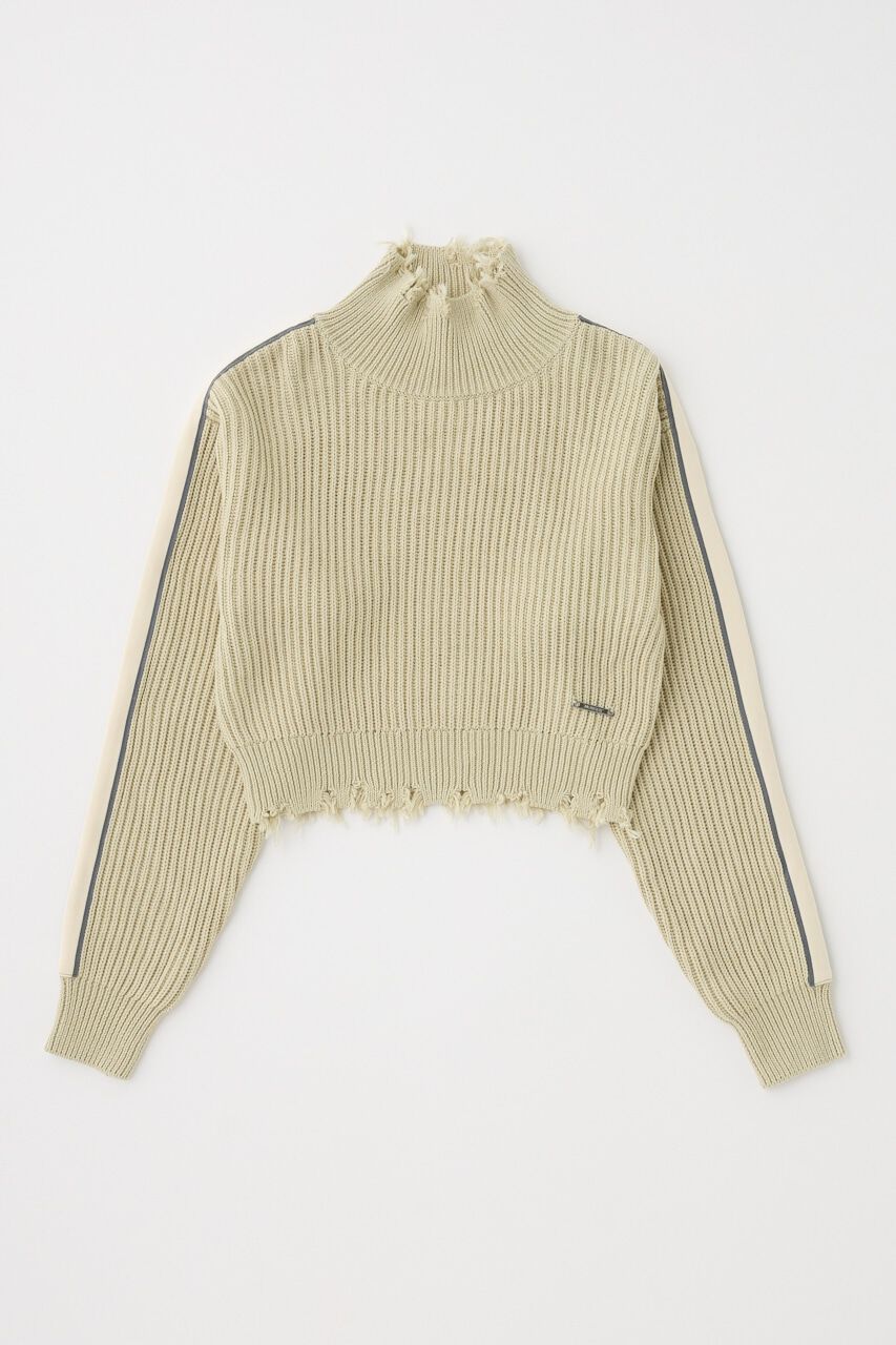MOUSSY「GRUNGE LINE SLEEVE ニットトップス」|ニット・セーター|O/WHT1